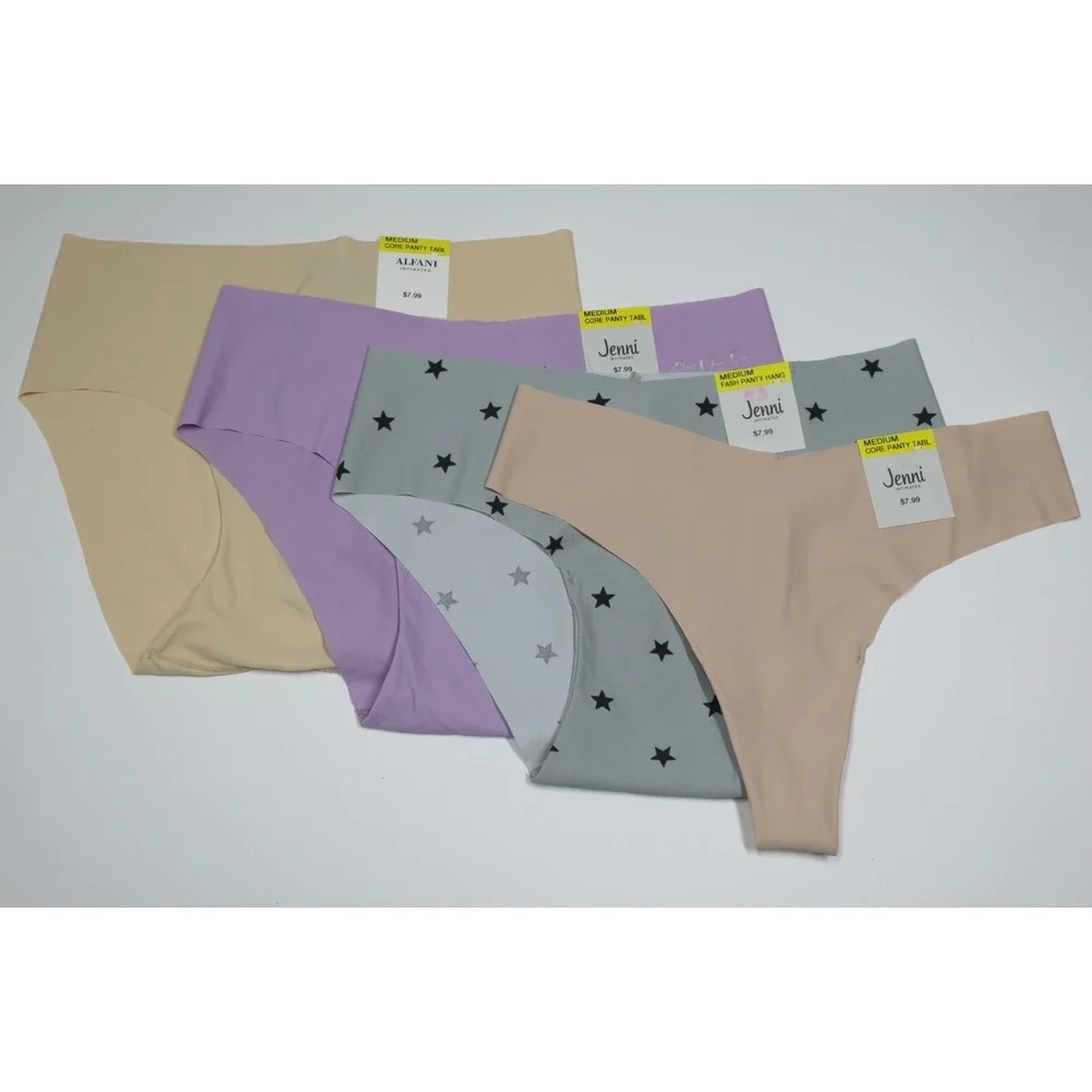 Women's 4 Pack No Show Panties‎ Nude/Purple - Size Medium